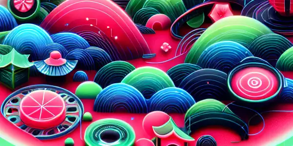 A vibrant watermelon-shaped map featuring symbols of adult entertainment and traditional Japanese elements, inviting exploration.